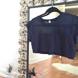 American Apparel Navy Blue Jersey Crop